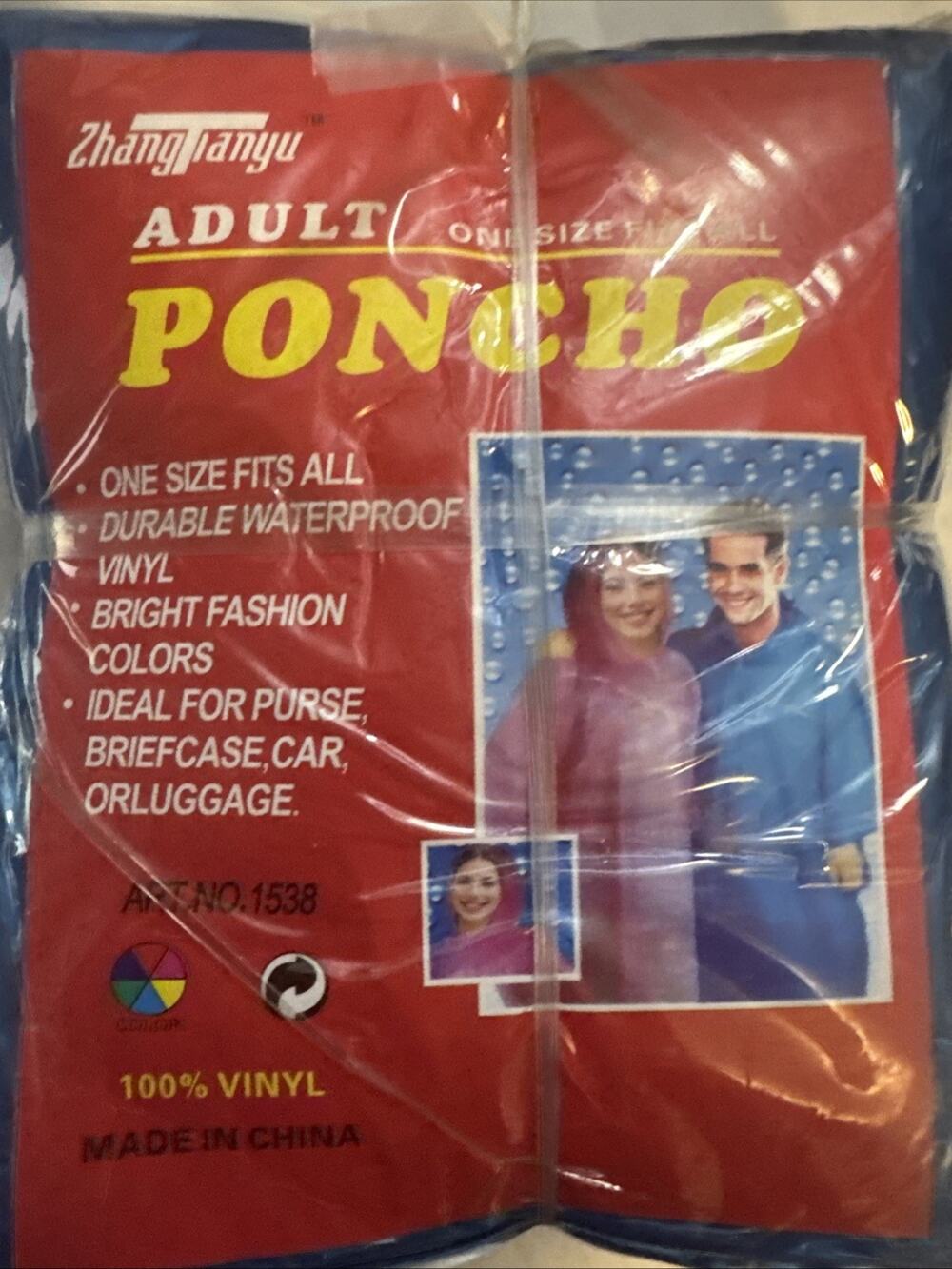 Lightweight Poncho 100% Vinyl No Sleeves Snap Closure Rain Men/Women SET OF 10
